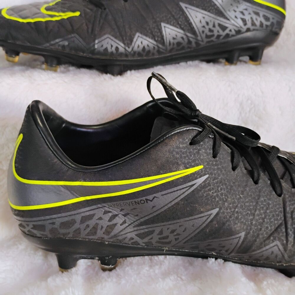 Nike Hypervenom Phelon II FG Soccer Cleats Black Neon Yellow 749893-001 Size 8.5 - Picture 8 of 16
